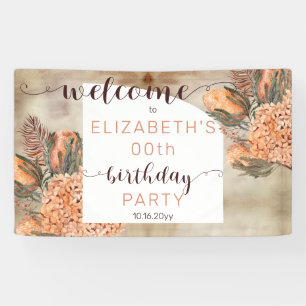 Banderoles Boho Palm Feuilles Hydrangea fête d'anniversaire
