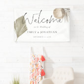 Banderoles Boho Pampas Grass Bienvenue Mariages Noms Date (En situation)