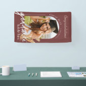 Banderoles Boho Pampas Grass Bourgogne Photo Graduation Banne (Salon professionnel)