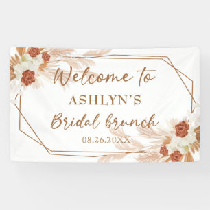 Banderoles Boho Pampas Grass Élégant Brunch nuptial Contexte