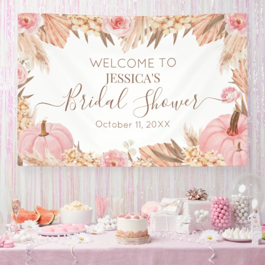 Banderoles Boho Pampas Pink Pumpkin bridal shower Welcome (Fête)
