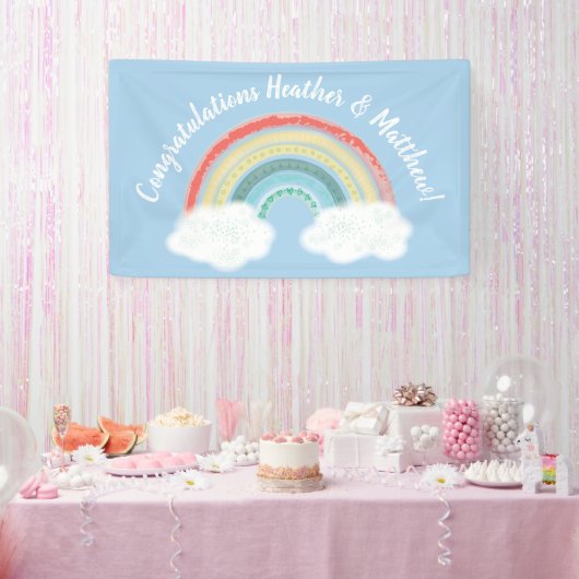 Banderoles Boho Rainbow Baby shower Blue Boy (Fête)
