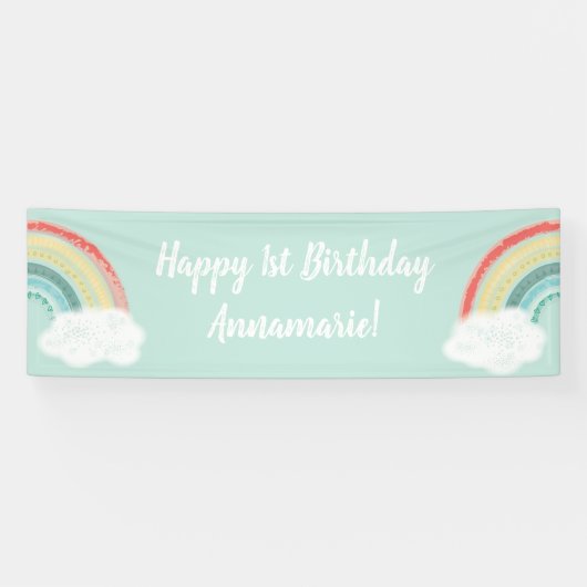 Banderoles Boho Rainbow Birthday Party Kinder (Horizontal)