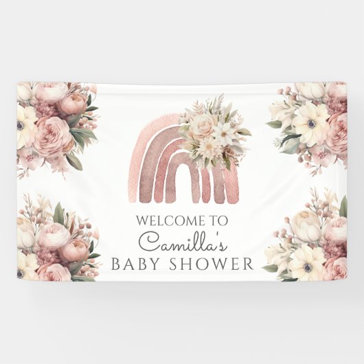 Banderoles Boho Rainbow Girl Baby shower (Horizontal)