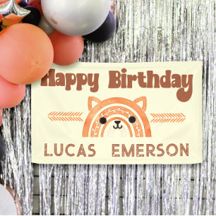 Banderoles Boho Rainbow Woodland Fox fête d'anniversaire Bien