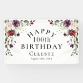 Banderoles Boho Red Blush et Purple 100e fête d'anniversaire (Horizontal)