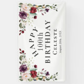 Banderoles Boho Red Blush et Purple 100e fête d'anniversaire (Vertical)