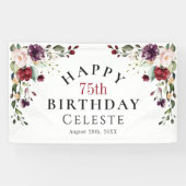 Banderoles Boho Red Blush et Purple 75e fête d'anniversaire (Horizontal)