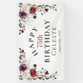 Banderoles Boho Red Blush et Purple 75e fête d'anniversaire (Vertical)