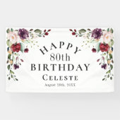 Banderoles Boho Red Blush et Purple 80e fête d'anniversaire (Horizontal)