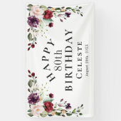 Banderoles Boho Red Blush et Purple 80e fête d'anniversaire (Vertical)