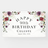 Banderoles Boho Red Blush et Purple 90e fête d'anniversaire (Horizontal)