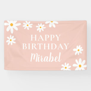 Banderoles Boho Retro Blush Rose Daisy Floral Joyeux Annivers