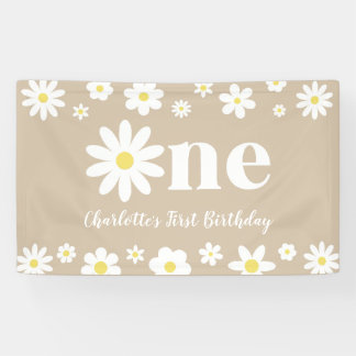 Banderoles Boho Retro Daisy 1er anniversaire