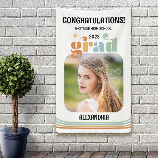 Banderoles Boho Retro Photo Félicitations Diplômé