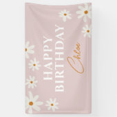 Banderoles Boho Retro Rose Daisy Floral Joyeux Anniversaire (Vertical)