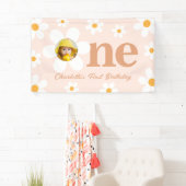 Banderoles Boho Retro Rose Daisy Photo Premier anniversaire (En situation)