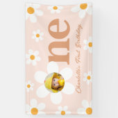 Banderoles Boho Retro Rose Daisy Photo Premier anniversaire (Vertical)