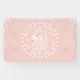 Banderoles Boho Rose Daisy Premier anniversaire Contexte
