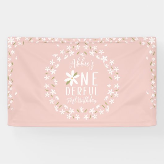 Banderoles Boho Rose Daisy Premier anniversaire Contexte (Horizontal)
