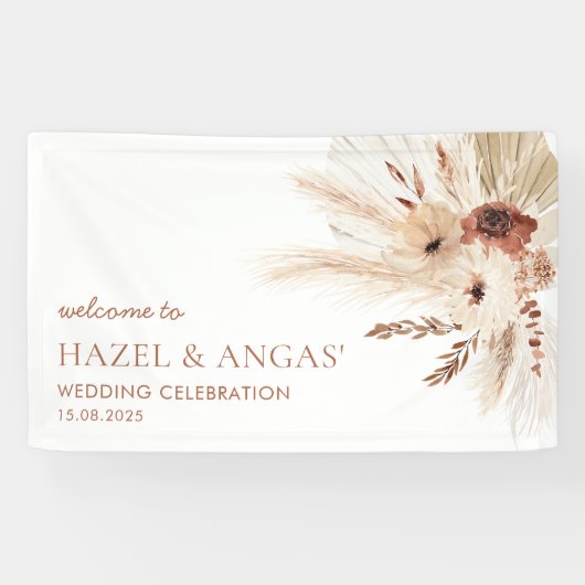 Banderoles Boho Rust Pampa Mariage fond de toile de fond HAZE (Horizontal)