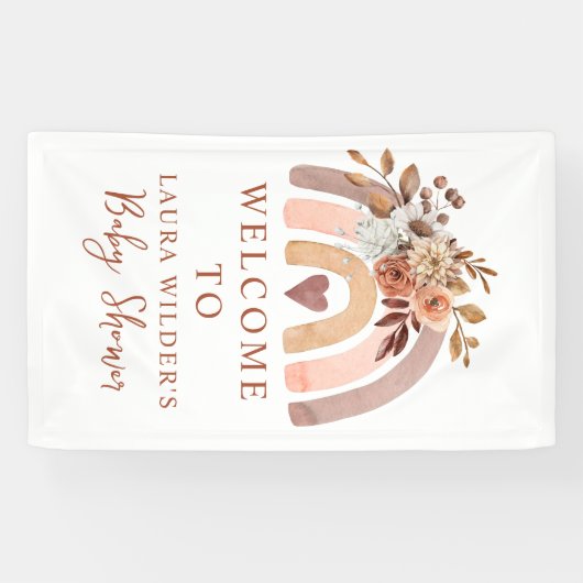 Banderoles Boho Rust Terracotta Aquarelle Arc-en-ciel (Horizontal)