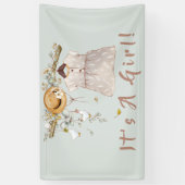 Banderoles Boho Rustic Greenery Girl Baby (Vertical)