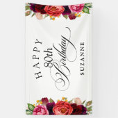 Banderoles Boho Rustic Watercolor Floral 80e fête d'anniversa (Vertical)