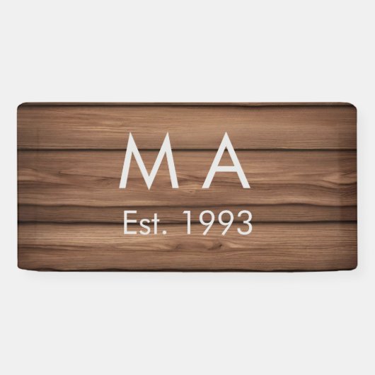 Banderoles boho rustique Brown ajouter nom lettre année date  (Horizontal)