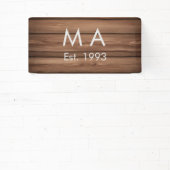 Banderoles boho rustique Brown ajouter nom lettre année date  (Insitu)