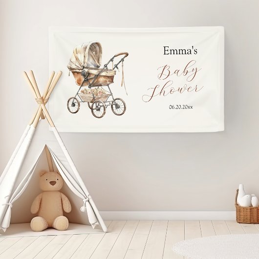 Banderoles Boho simple transport Floral Neutre Baby shower
