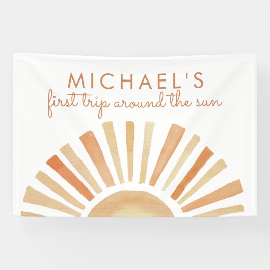 Banderoles Boho Sun Anniversaire, soleil 1er Anniversaire Con (Horizontal)