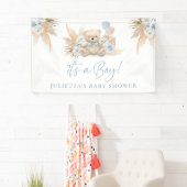 Banderoles Boho Teddy Bear Boy Baby shower bleu Bienvenue (En situation)