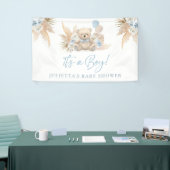 Banderoles Boho Teddy Bear Boy Baby shower bleu Bienvenue (Salon professionnel)
