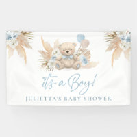 Boho Teddy Bear Boy Baby shower bleu Bienvenue
