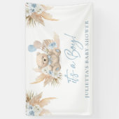 Banderoles Boho Teddy Bear Boy Baby shower bleu Bienvenue (Vertical)