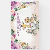 Banderoles Boho Tropical Safari Jungle Floral Joyeux Annivers (Vertical)