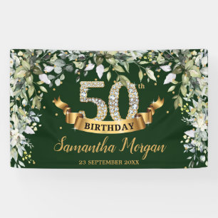 Banderoles Boho verdure feuillage or 50e anniversaire fête