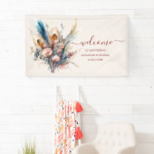 Banderoles Boho Watercolor Pampas Grass Mariage (En situation)