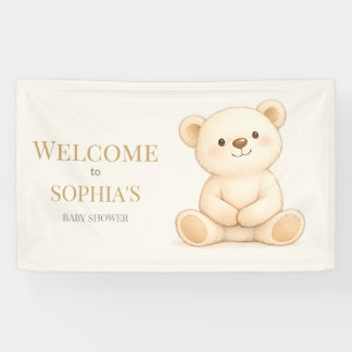 Banderoles Boho Watercolor Teddy Bear Neutral