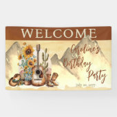 Banderoles Boho Western Guitare Tournesols fête d'anniversair (Horizontal)