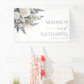 Banderoles Boho White Rose Floral Mariage Jardin (En situation)