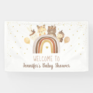 Banderoles Boho Woodland Rainbow Gold Baby shower