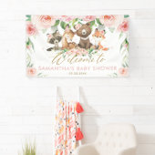 Banderoles Bois Animaux Baby shower Floral rose Fond  (En situation)