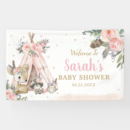 Banderoles Bois Animaux Boho Tribal Bienvenue Contexte (Horizontal)