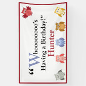 Banderoles Bois Animaux Nom Fête d'anniversaire moderne (Vertical)