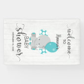 Banderoles Bois blanc et Baby shower éléphant Turquoise Bienv (Horizontal)