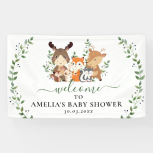 Banderoles Bois Chic Verdure Animaux de la Forêt Baby Shower