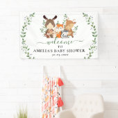 Banderoles Bois Chic Vert Forêt Animaux Baby shower (En situation)