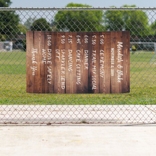 Banderoles Bois de grange foncé rustique Horaire du programme (En situation)